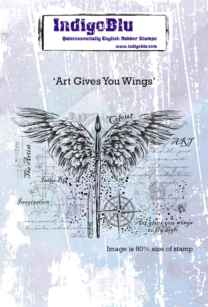 Art Gives You Wings A6 Red Rubber Stamp by Kay Halliwell-Sutton